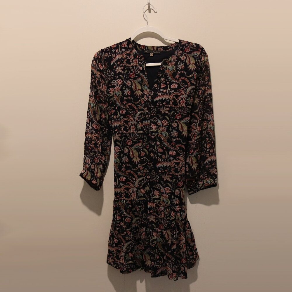 Rose & Olive boho paisley print ruffle hem tie back dress